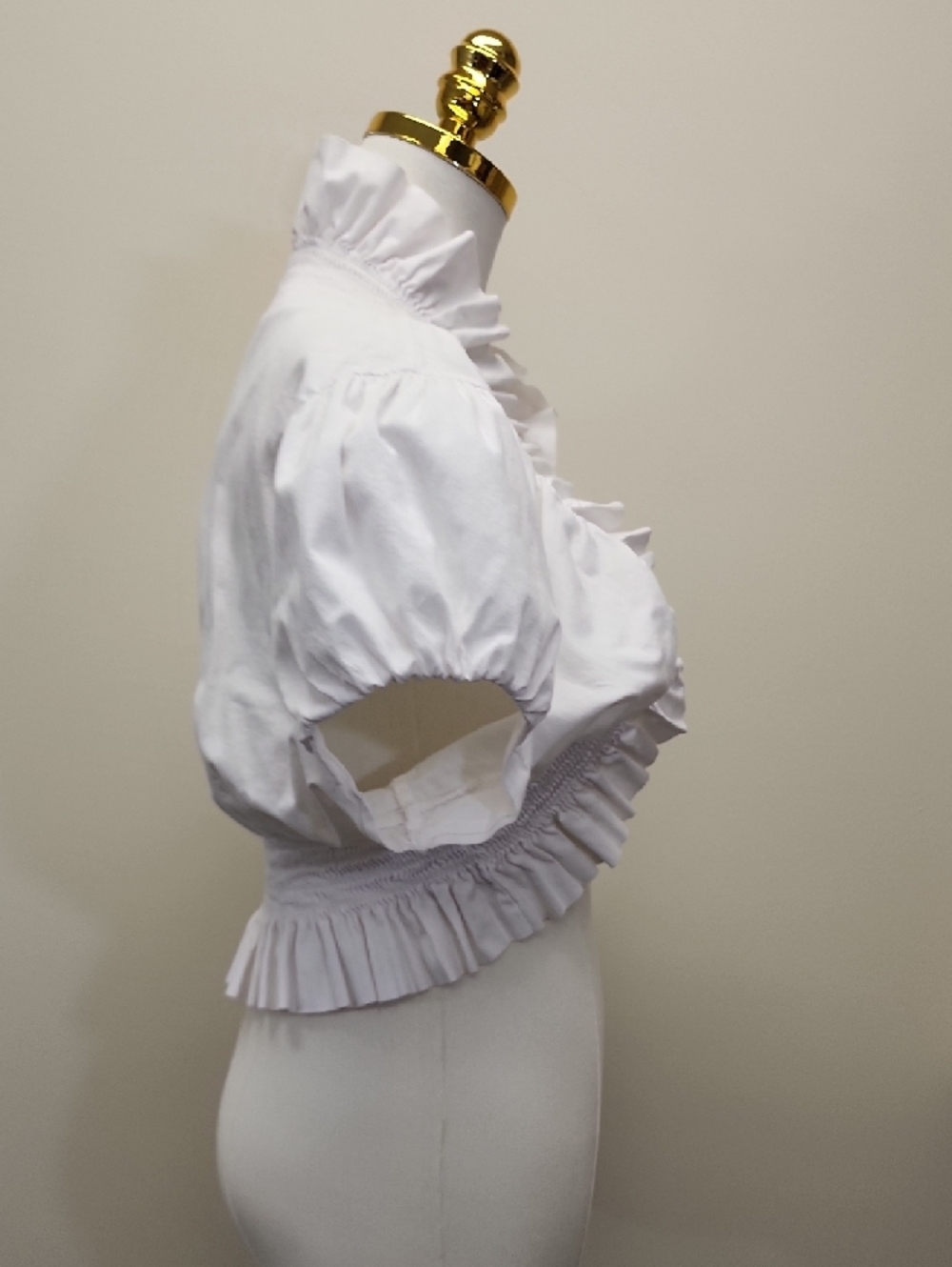 Jamie Nicole White Tie Front Puff Sleeve Smocked Bolero Top Crop Blouse 1X - Picture 5 of 9